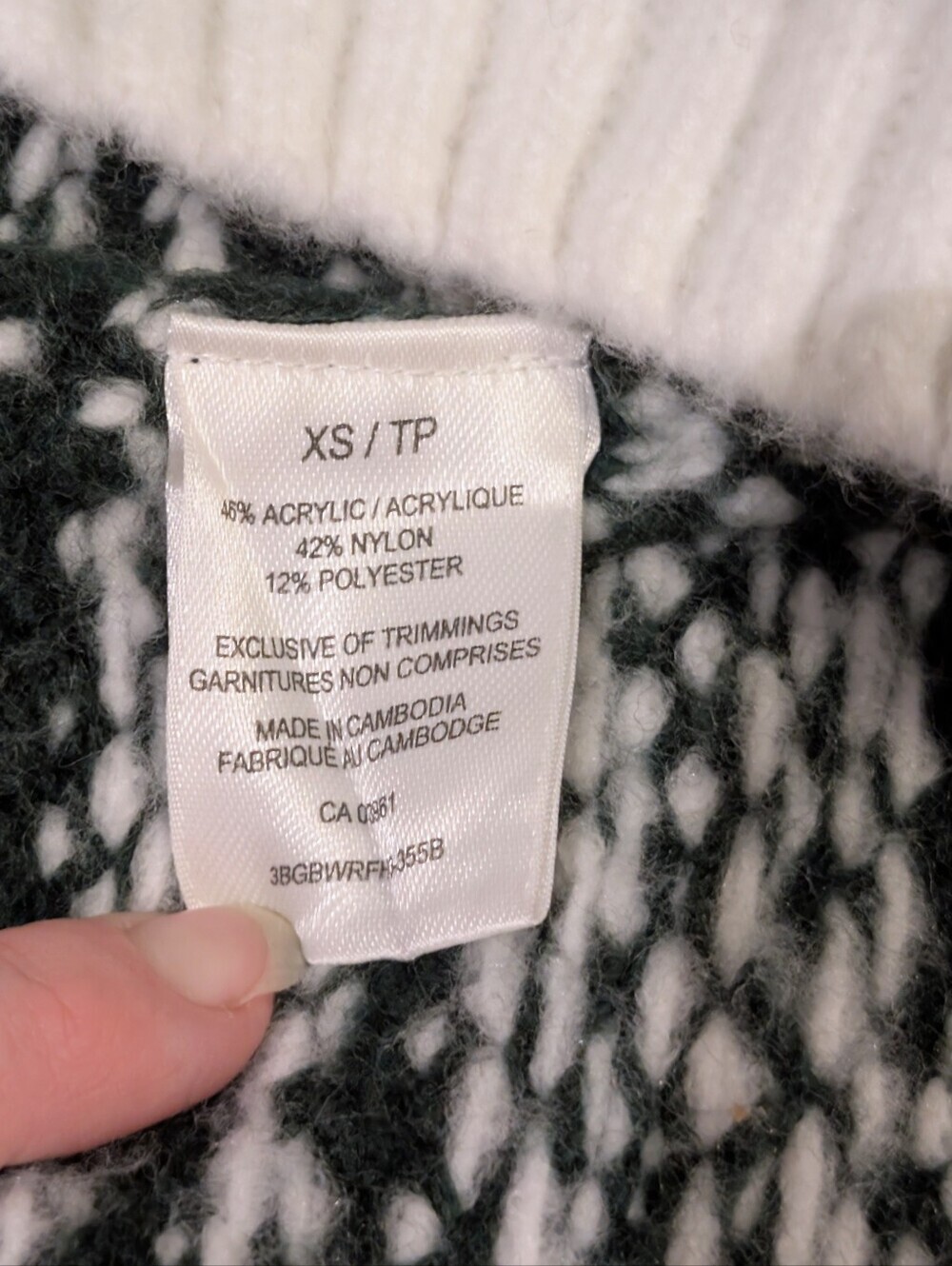 Windriver Dark Green and White Heritage Turtleneck Sweater NWT - Picture 6 of 7